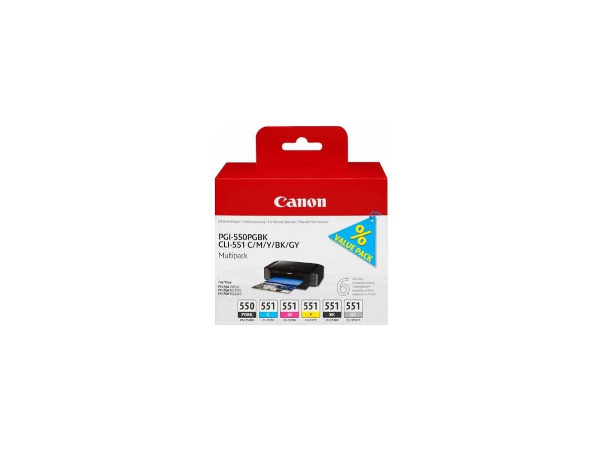 CANON Multipack encre PGBK/CMY/BK/GY PGCL550/1 PIXMA MG6350 15/7ml (8714574623207)