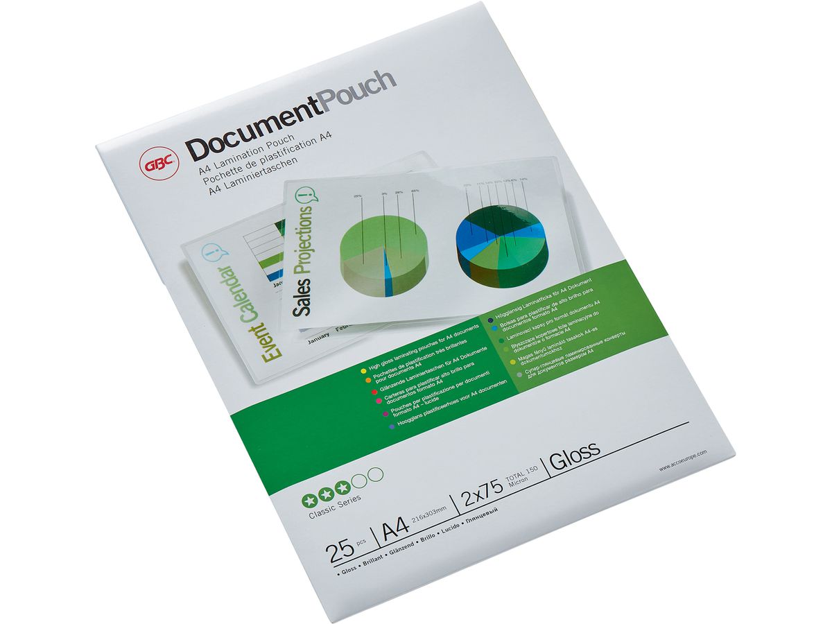 GBC Pochettes à plastifier A4 3740489 brillant, 75my 25 pcs. (0033816038097)