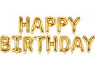 PARTYDECO Palloncino in foil 340x35cm FB6M-019 Happy Birthday oro (5902230771895)