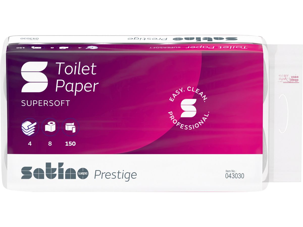 SATINO Papier de toilette Prestige 2078393 4 plis, 8 roul., blanc (4000735323302)