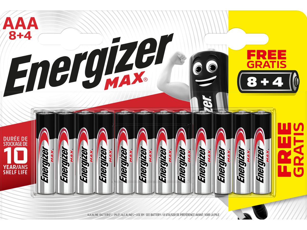 ENERGIZER Batterie E303340900 Max, AAA/LR03, 12 Stück (7638900438246)