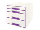 LEITZ Set tiroirs WOW Cube A4 52132062 blanc/violet, 4 tiroirs (4002432115389)