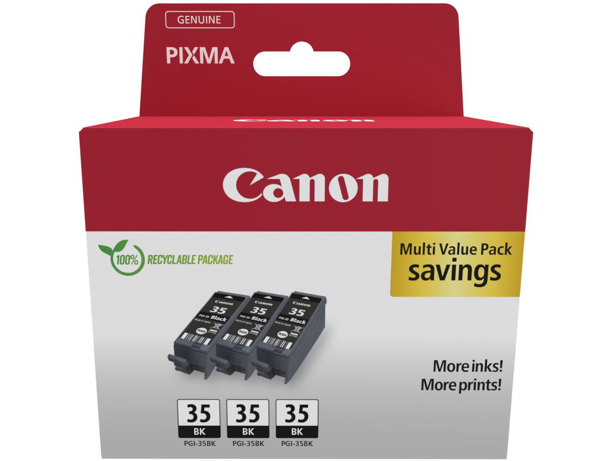 CANON Triple Pack Tinte schwarz PGI35BK PIXMA iP100 3x9.3ml (8714574679389)