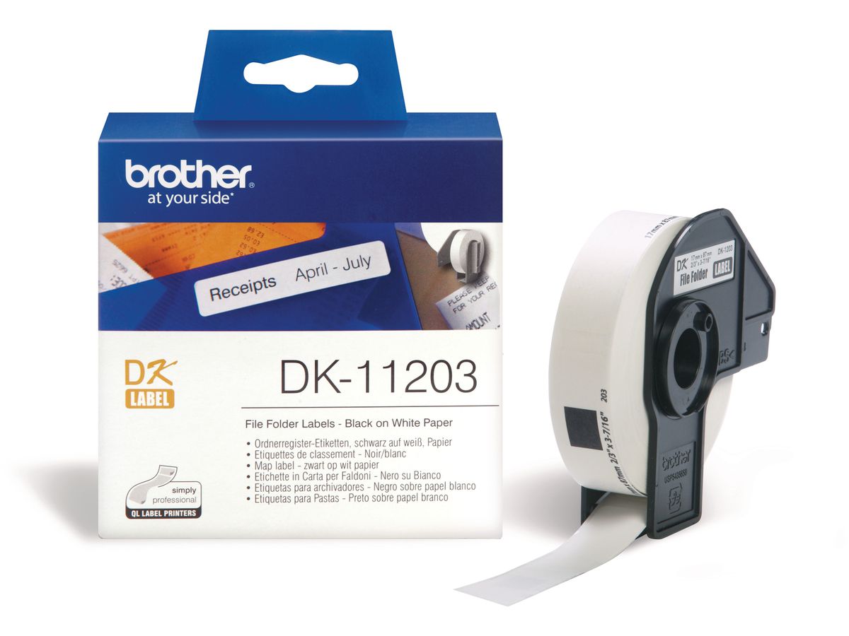 PTOUCH Ordner-Etichette 17x87mm DK-11203 QL-500/550 300 pezzi/rotolo (4977766628150)