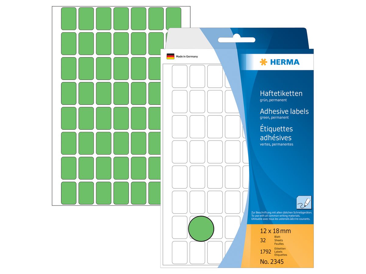 HERMA Etichette 12×18mm 2345 verde 1792 pezzi (4008705023450)
