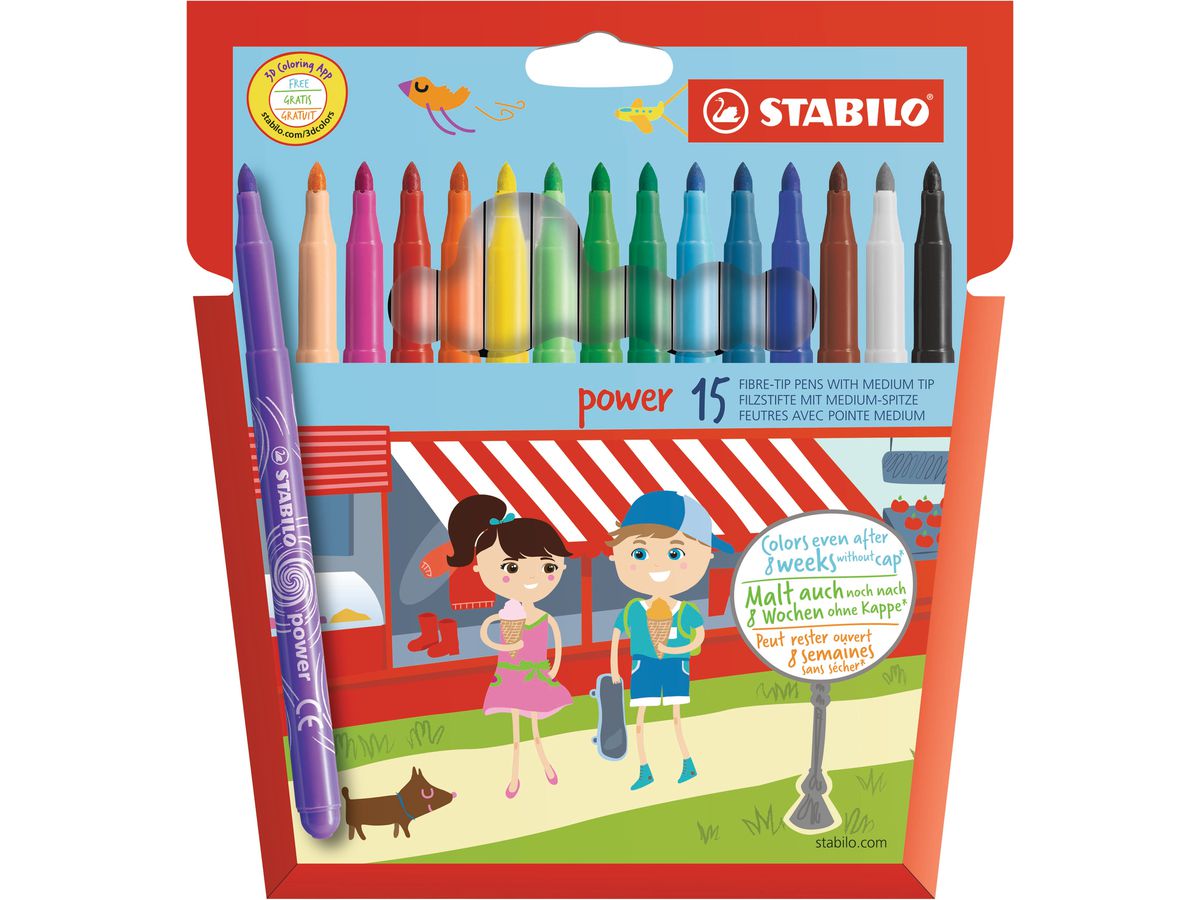 STABILO Fasermaler Power 280/15-01 15 Stück, farbig ass. (4006381483926)