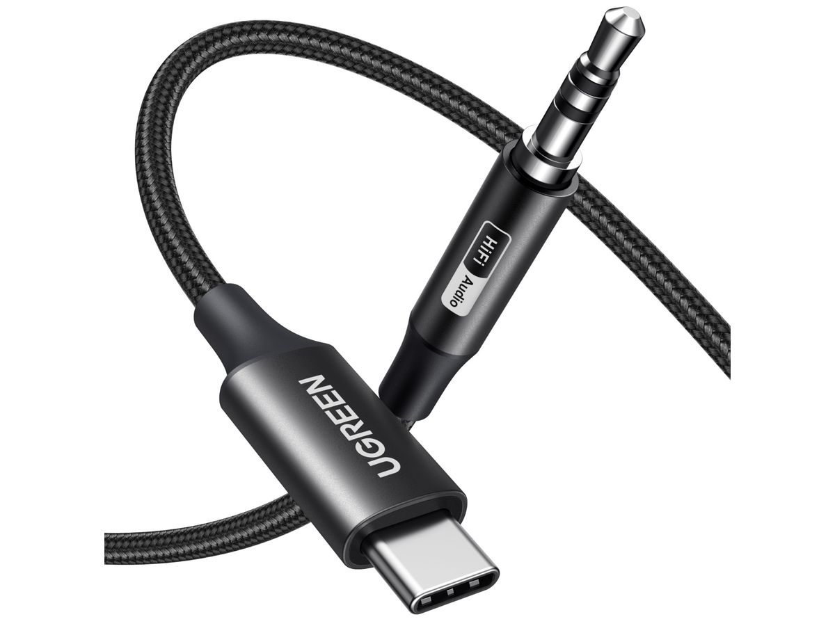 UGREEN Audio Adapter USB C, 3.5 mm 55734 Black, 1m (6941876257348)