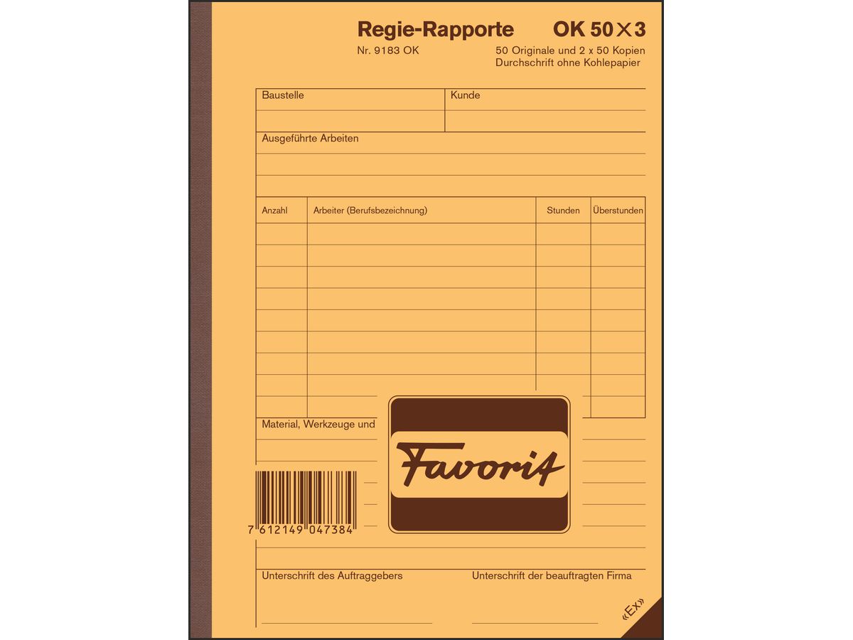FAVORIT Regierapport Deutsch A5 9183 OK weiss 50x3 Blatt (7612149047384)