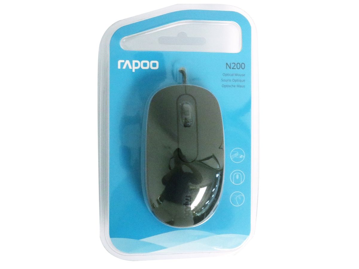 RAPOO N200 wired Optical Mouse 18548 Black (6940056185488)
