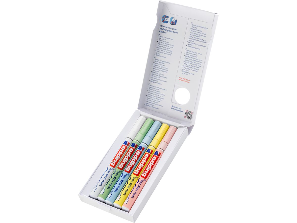 EDDING Gloss Paintmarker 751 1-2mm 751-E5-pas pastello 5 pezzi (4057305020796)