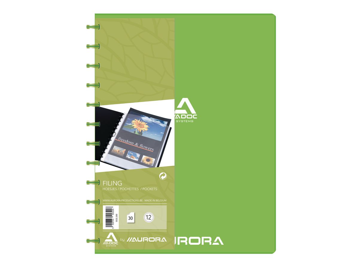 ADOC Cartella ad anelli transp. A4 5532.200 verde 30 sacchi (5410733553226)