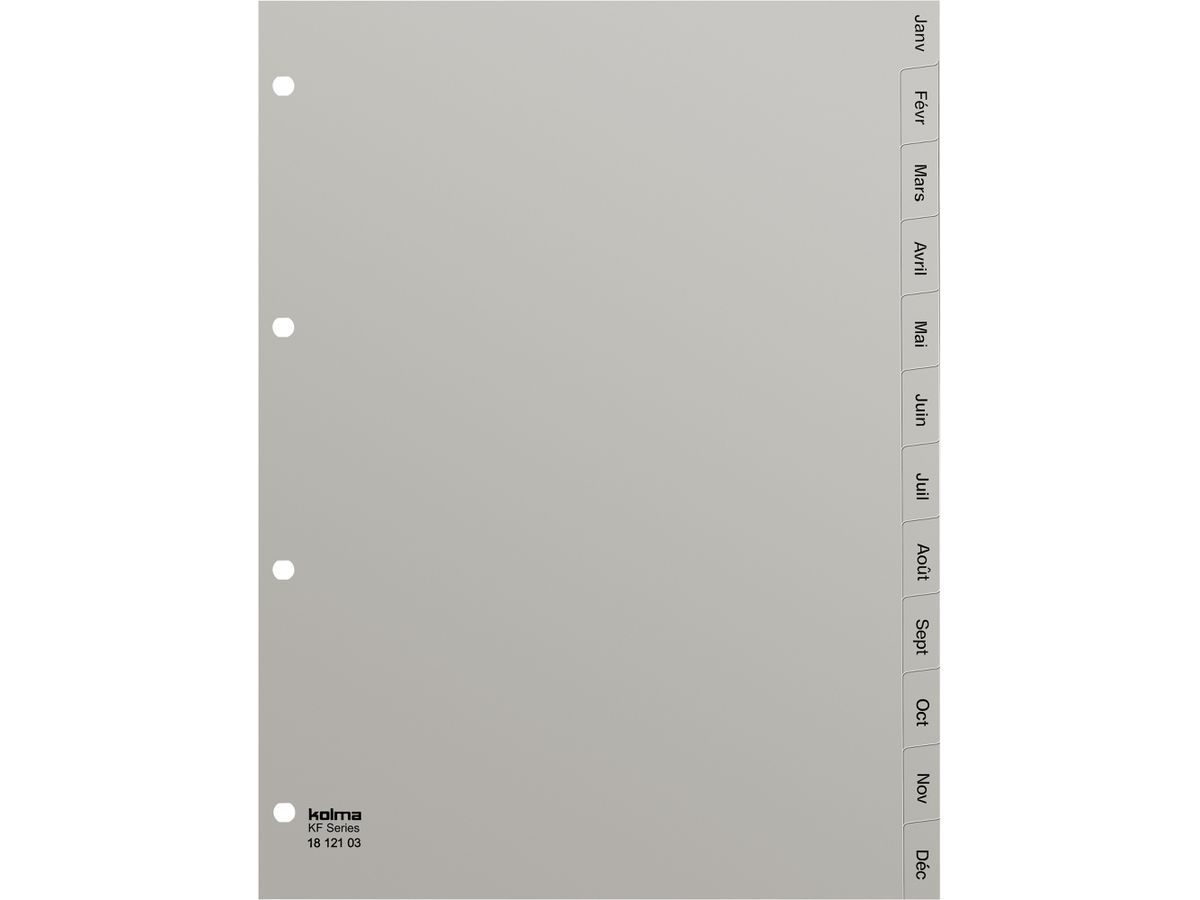 KOLMA Répertoires KolmaFlex A4 18.121.03 gris Jan-Déc FR (7611967180136)