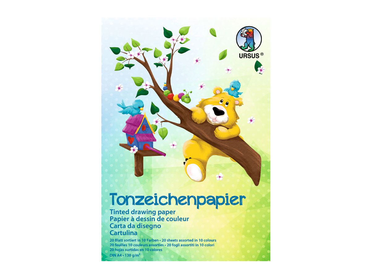 URSUS Papier à dessin couleur A4 2134699 130g,10 couleurs ass. 20 flls. (4008525705512)