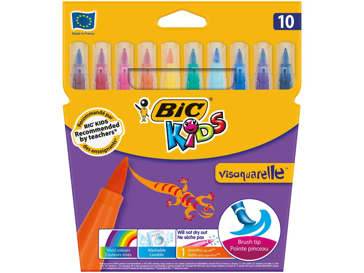 BIC Kid Visaquarelle 4,5mm 828964 10 Farben, Etui (3270220001553)