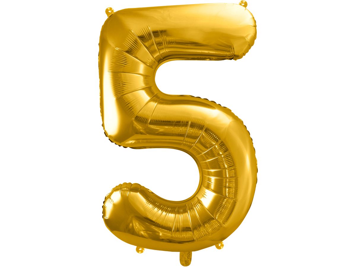 PARTYDECO Palloncino in foil no. 5 86cm FB1M-5-019 oro (5902230736153)