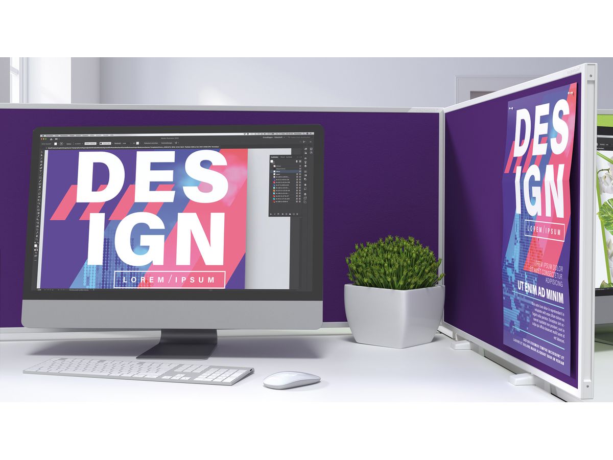 MAGNETOPLAN Tischtrennwand VarioPin 1116011 violett 1600x500mm (4013695064475)