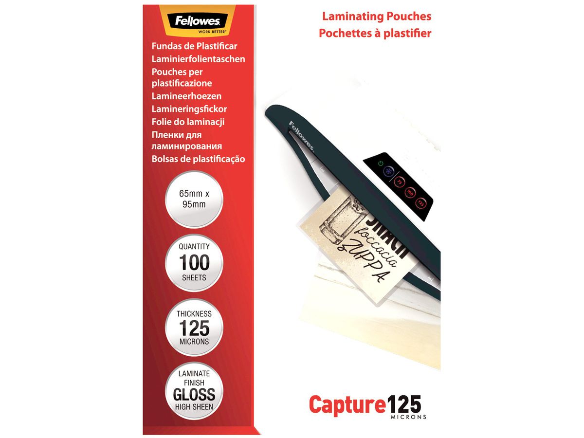 FELLOWES Laminiertasche 65x95mm 5306702 glanz, 125my 100 Stk (0077511530678)