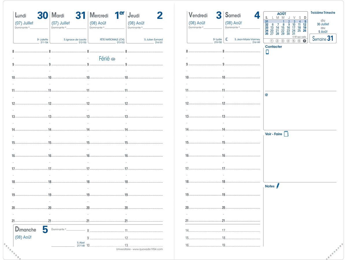 QUO-VADIS Universitaire rech 25/26 028004Q 1S/2P 13M FR 10x15cm (3371010126095)