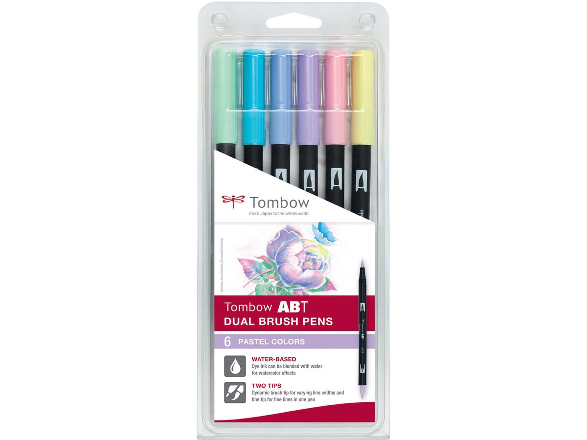 TOMBOW ABT Dual Brush Pen ABT-6P-2 6er Set Pastellfarben (4003198104044)