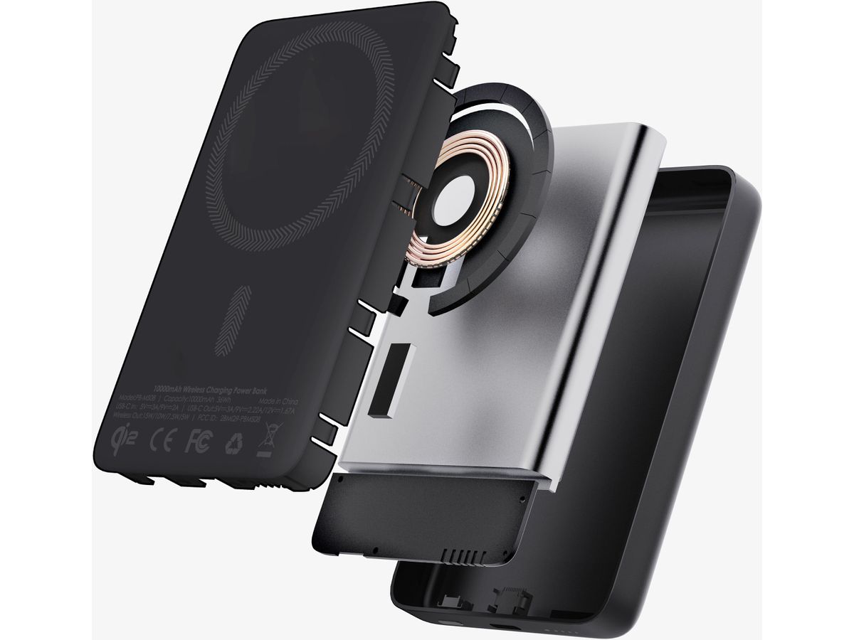 AUKEY MagFusion Slim 10000mAh PB-MS08 BG Powerbank Qi2 Wireless,Black (0689323790760)