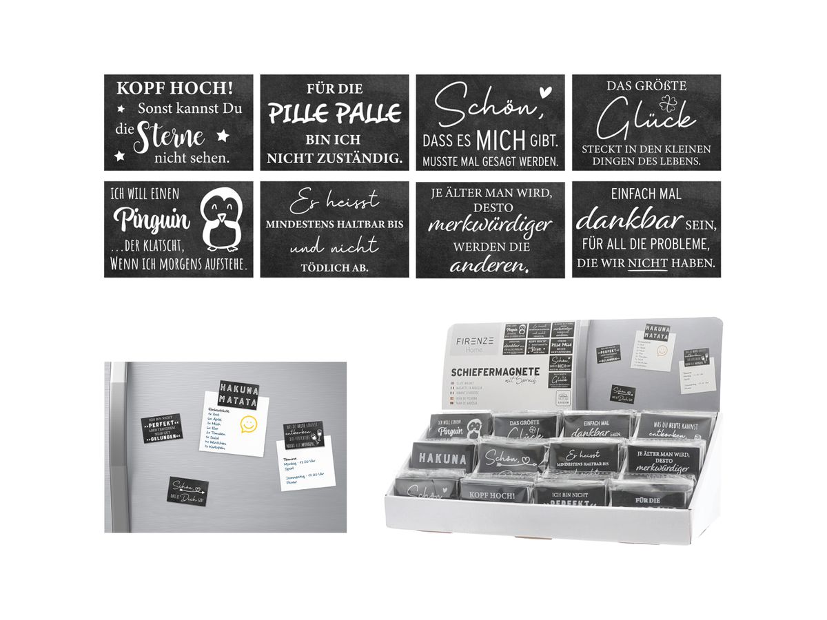 ROOST Aimants ardoise avec slogan 10039650 12 fois assortis (4032037795662)