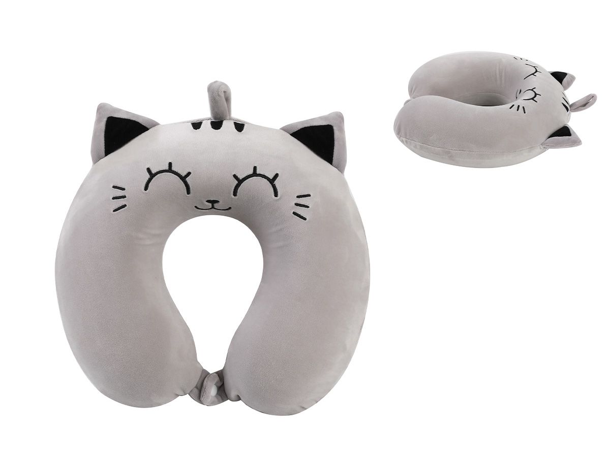 I-TOTAL Reisekissen 30x30x10cm XL2184C Cat grey (8059037071950)