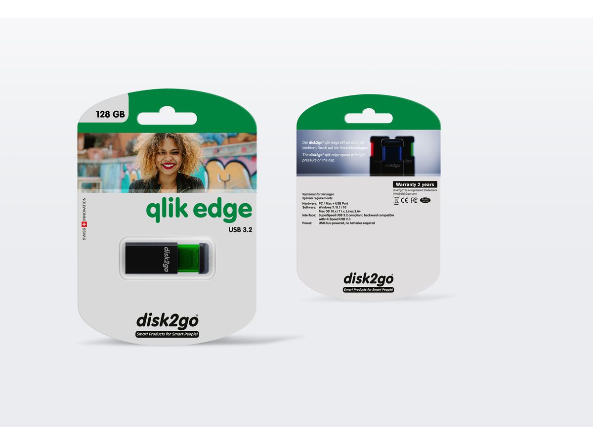 DISK2GO USB-Stick qlik edge 128GB 30006724 USB 3.0 (7640111167358)