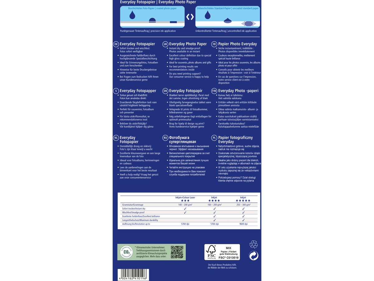 AVERY ZWECKFORM InkJet Photo Paper A4 2572-50 200g,glossy, blanc 50 feuilles (4004182410196)