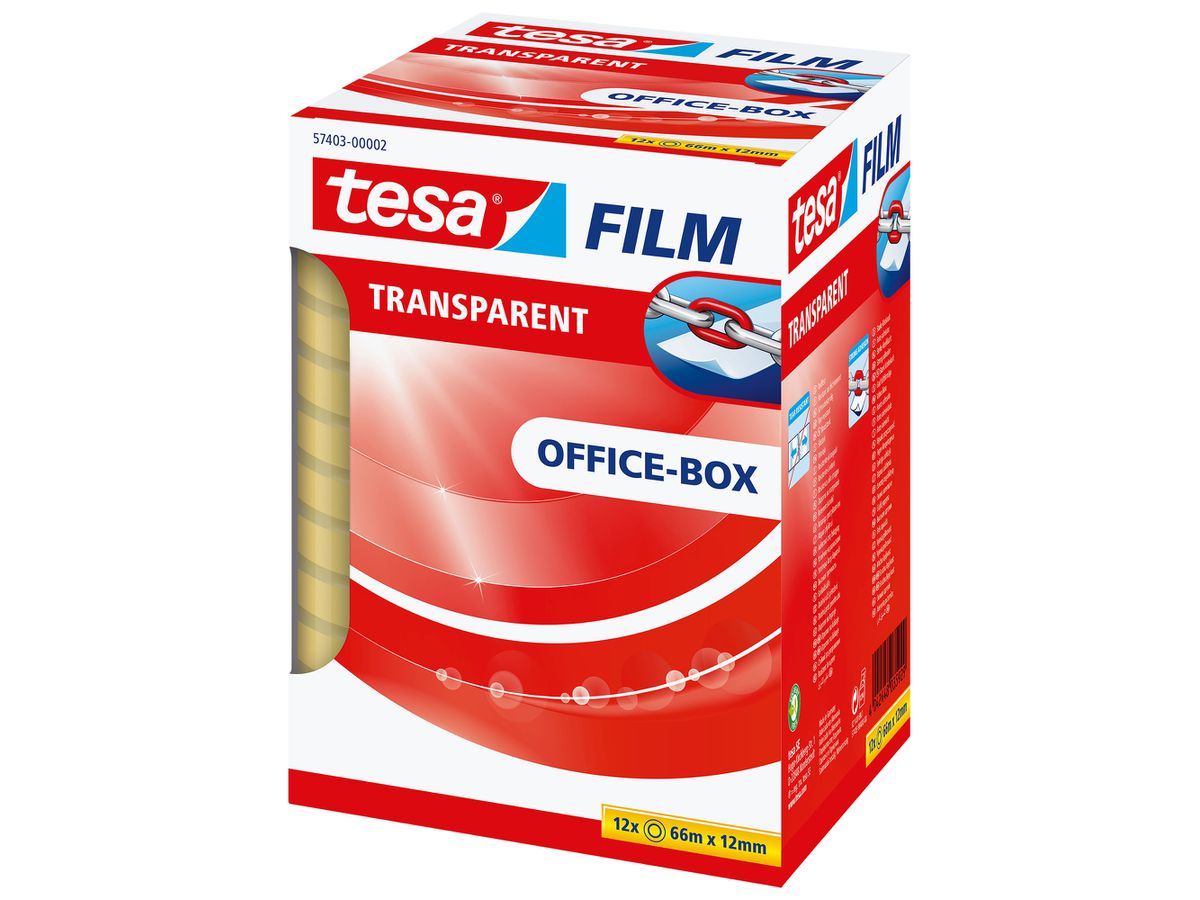 TESA Film Officebox 12mmx66m 574030000 Transparent 12 Stück (4042448035929)