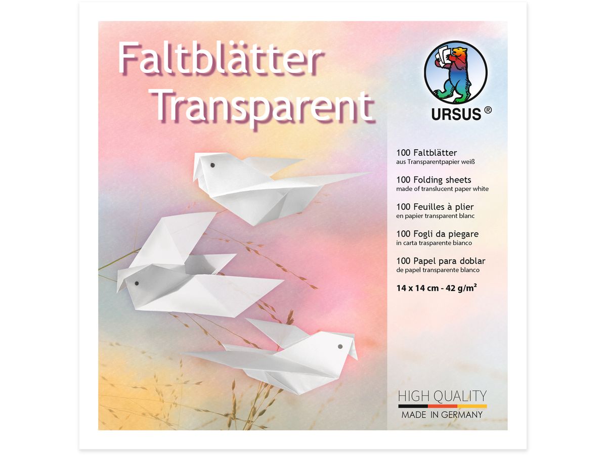 URSUS Faltblätter Origami 14x14cm 2536100 weiss 100 Blatt (4008525240846)