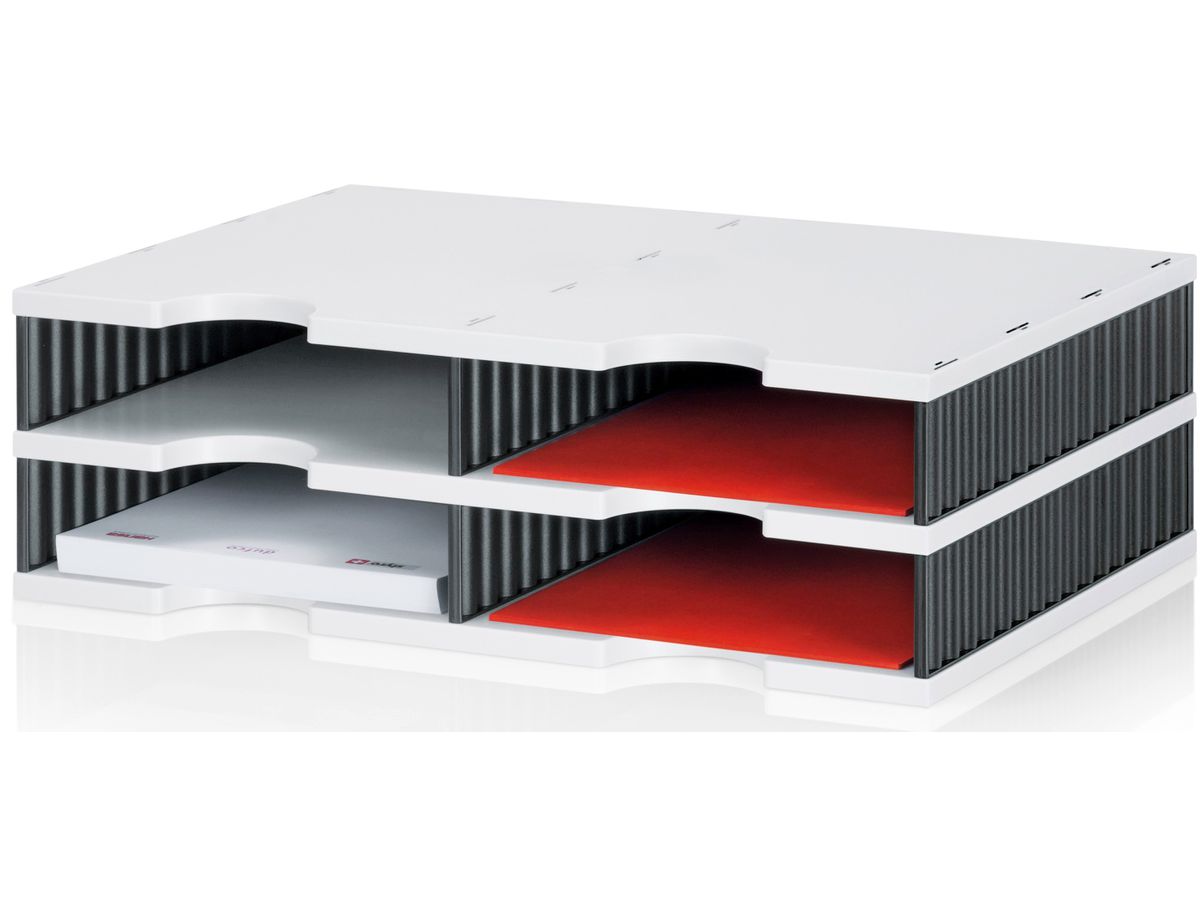 STYRO Ablagesystem styrodoc duo 268-0202.98 weiss/schwarz 4 Fächer (7612176107792)