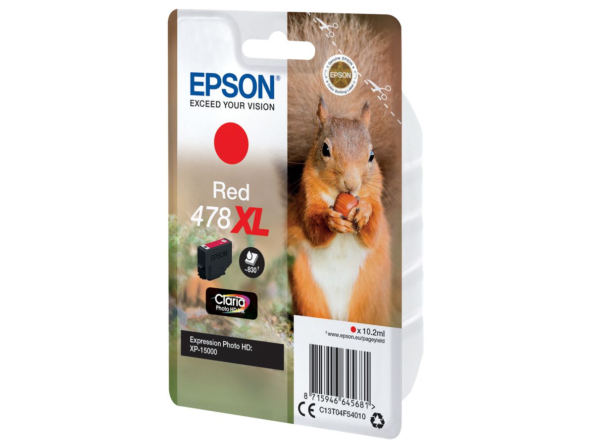 EPSON Cart. d'encre 478XL rouge T04F540 XP-15000 830 pages (8715946645681)
