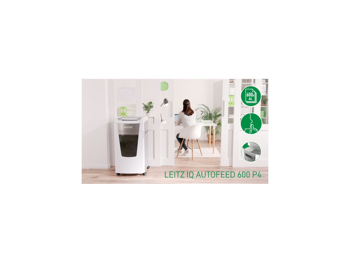 LEITZ Aktenvernichter IQ AF 8017-20-00 Office Pro 600, P-4, 110lt (4002432126453)