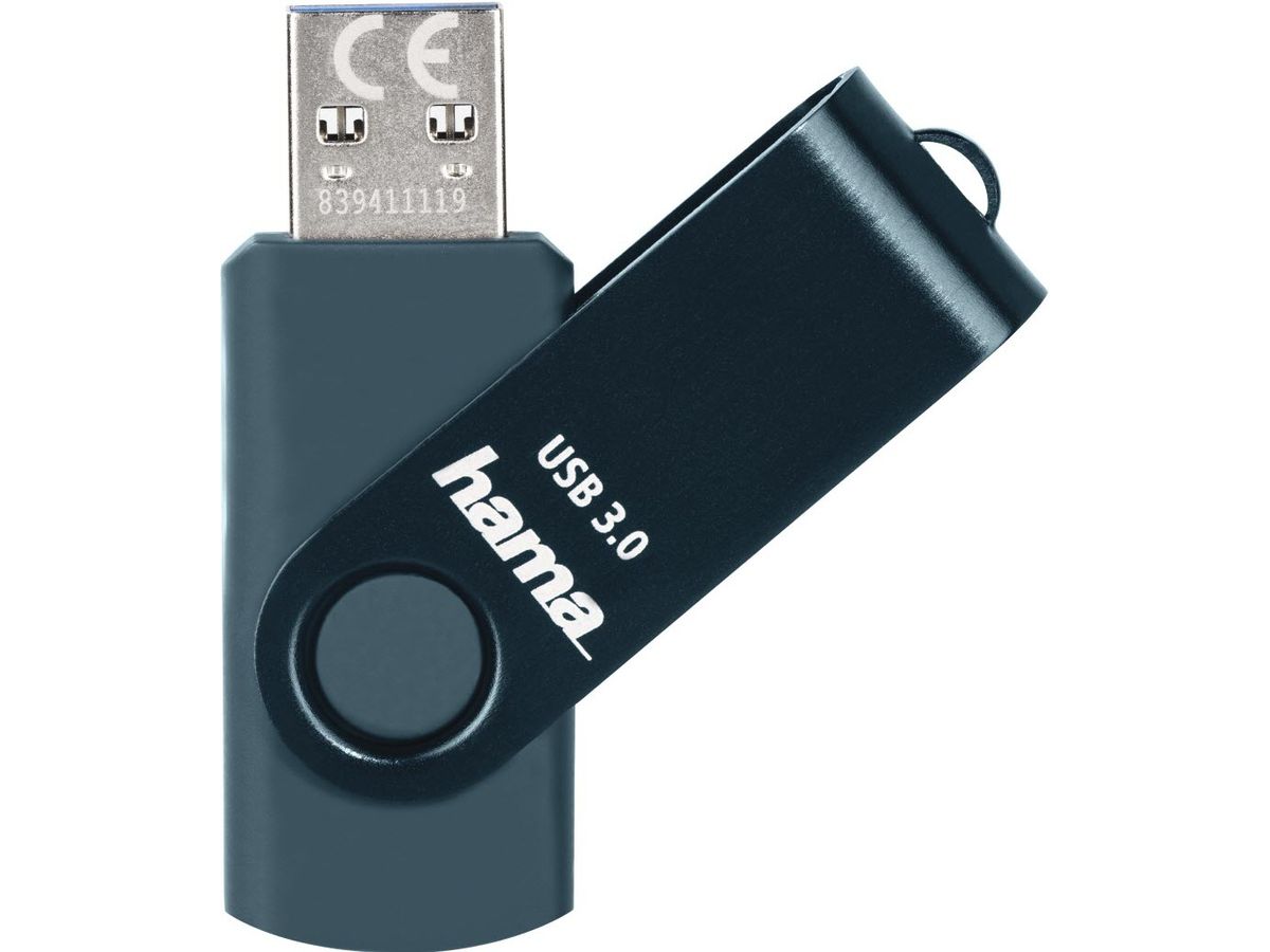 HAMA USB-Stick Rotate 182463 3.0, 32GB, 70MB/s, Petrol (4047443435835)