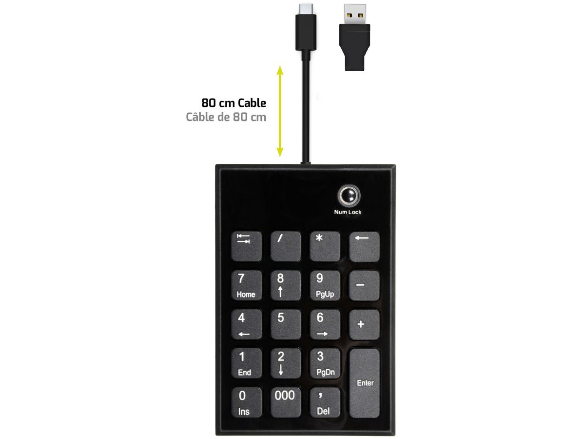 PORT Numeric Keypad wired 900801 USB-C/USB-A, PC/Mac (3567049008017)