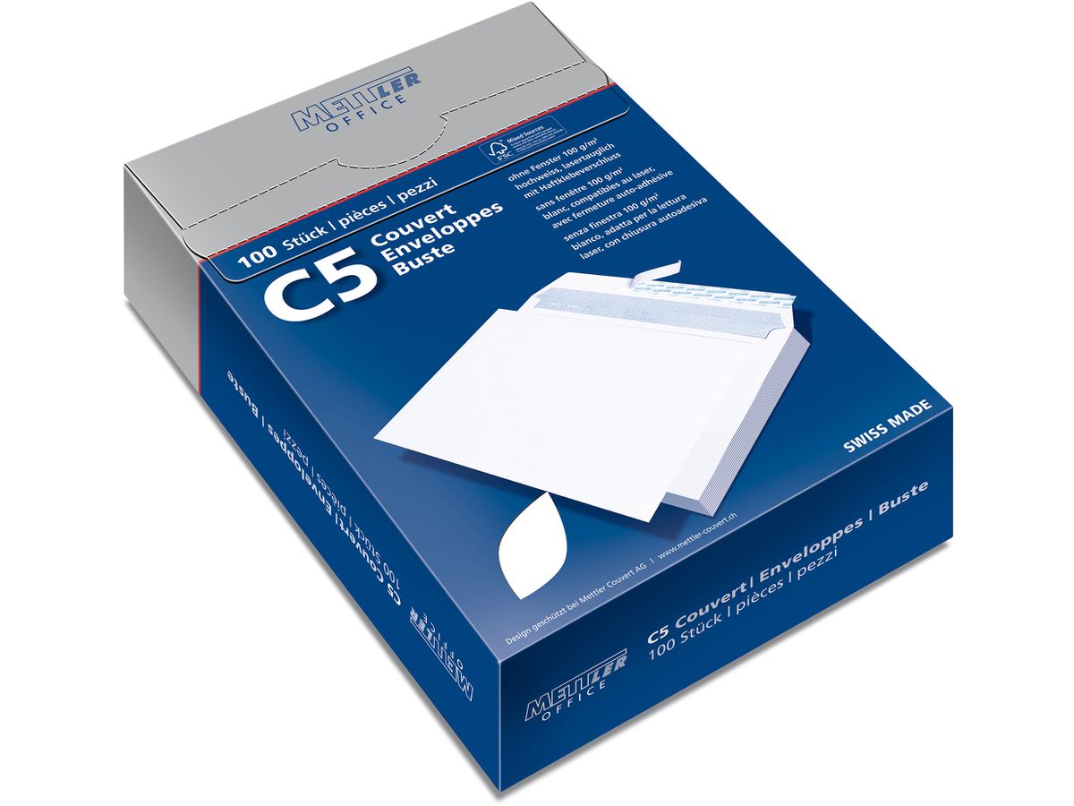 METTLER Couvert Fenster links C5 8245 100g, recycling weiss 500 Stk. (7640126061405)