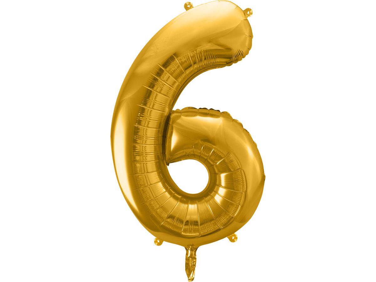 PARTYDECO Palloncino in foil no. 6 86cm FB1M-6-019 oro (5902230736160)