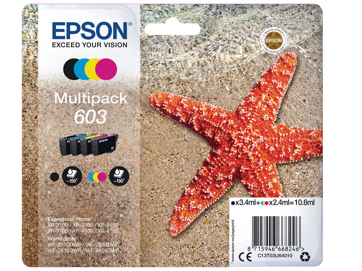EPSON Multipack Encre 603 CMYBK T03U64010 XP-2100 4-color (8715946668246)