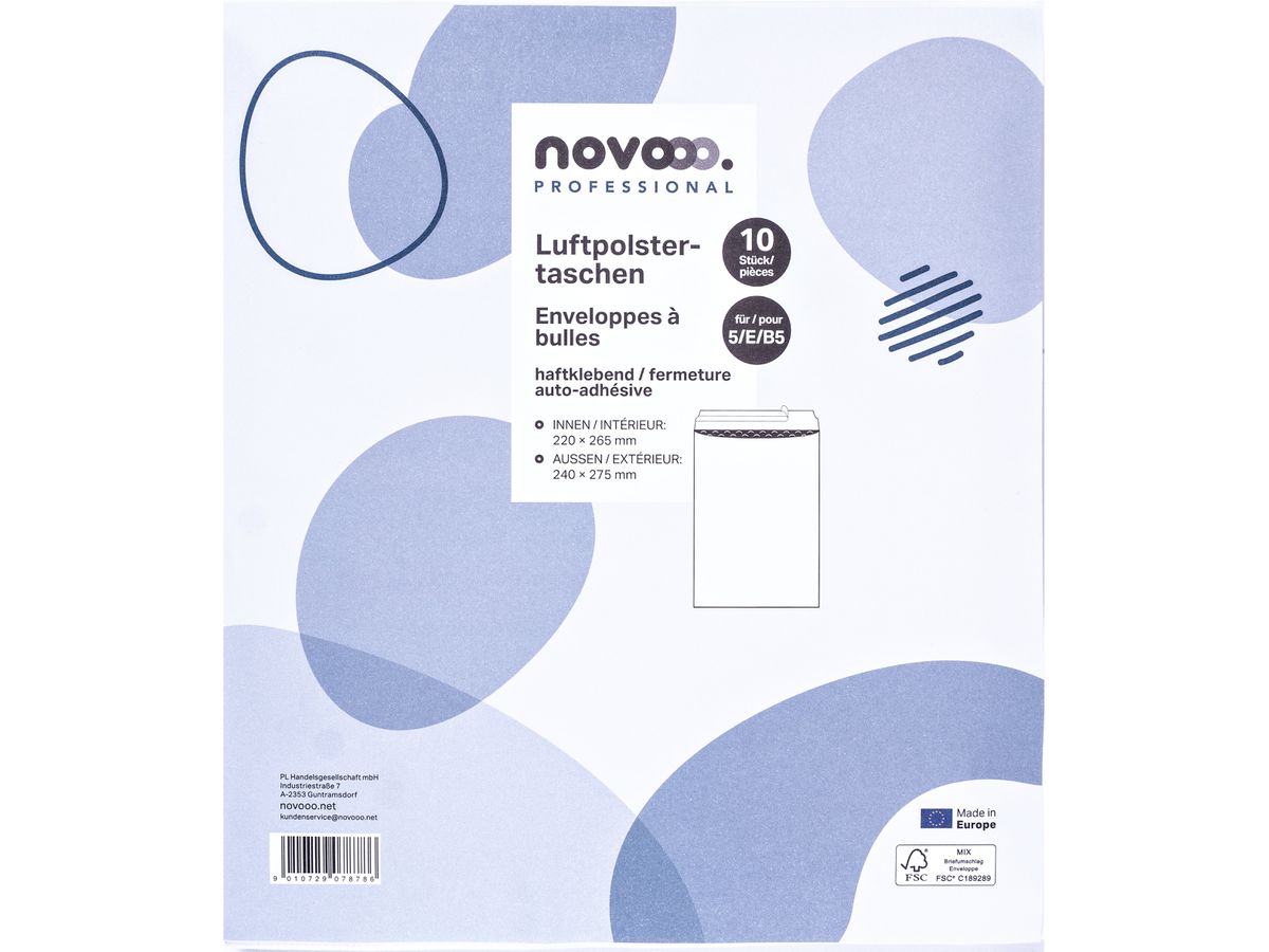 NOVOOO Busta imbottita Gr.5 E-1712149 bianco, 240x270mm 10 pezzi (9010729078786)