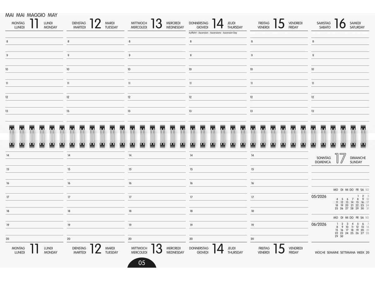 SIMPLEX Querkalender Colors 2026 40657.26 1W/2S pink ML 29x10.5cm (7611468040939)