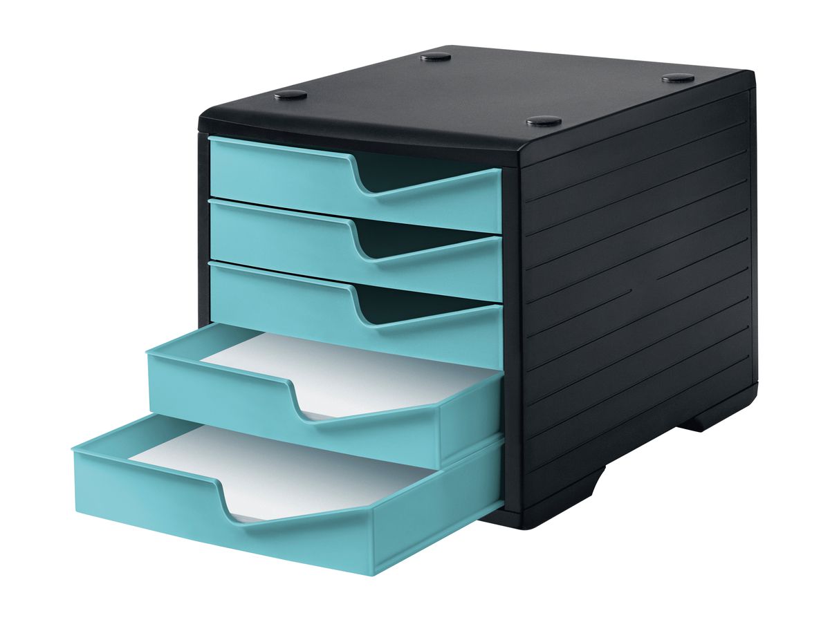 STYRO Styroswingbox 275-8430.529 schwarz/aqua 5 Schubladen (7612176086363)