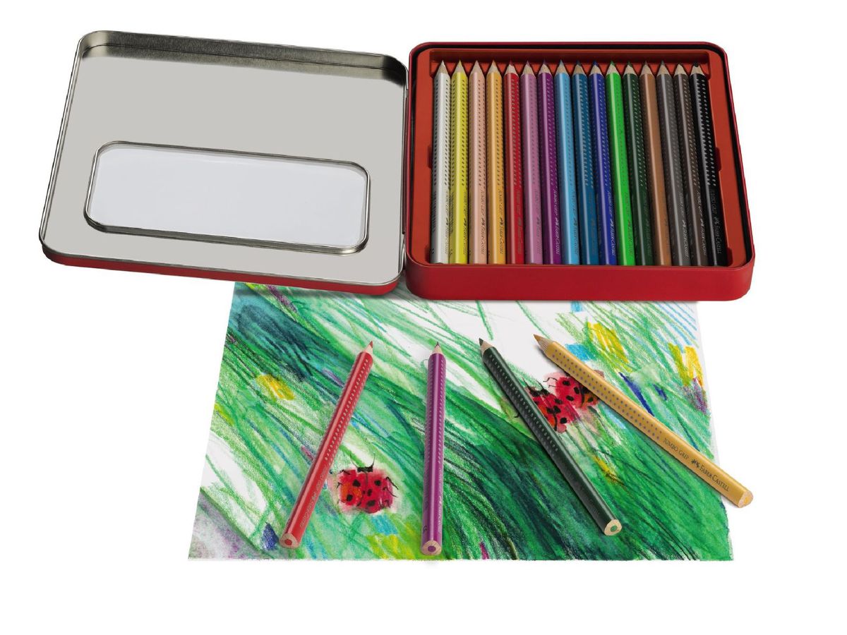 FABER-CASTELL Matita colorata Jumbo Grip 110916 16 colori Astuccio metallico (4005401109167)