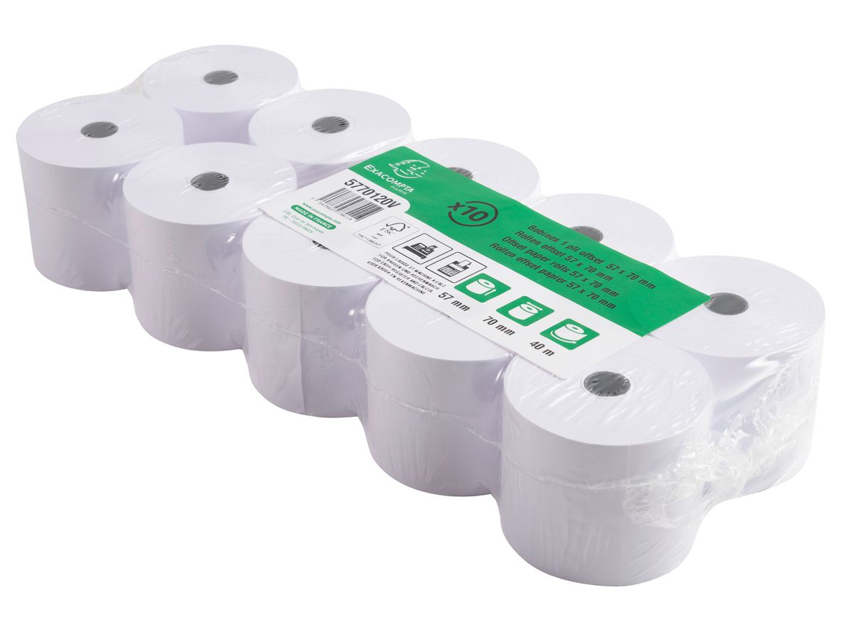 EXACOMPTA Rolle Offset Papier 10 Stk. 5770120V 57x70mmx40m für Kasse (3130631405923)