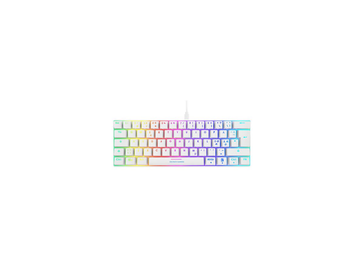 DELTACO TKL Gaming Keyboard mech RGB GAM-075-W-CH red switch, CH-Layout, white (7333048051653)