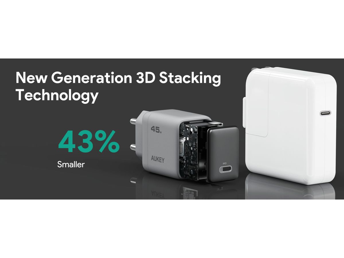 AUKEY Comet 45W GaN PD PA-C2 1-Port, Wall Charger Grey (0689323788187)