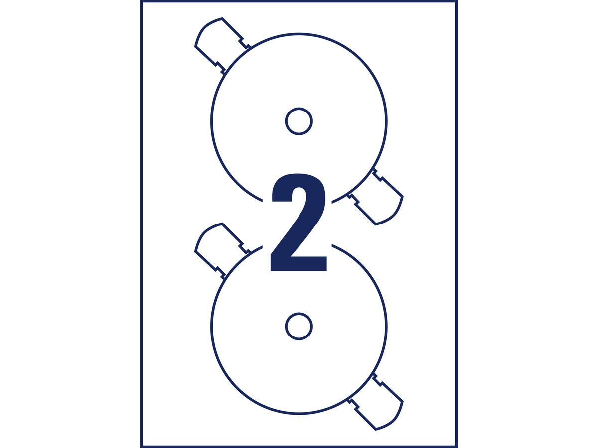 AVERY ZWECKFORM CD Labels SuperSize 117mm L7676-25 bianco, permanente 25x2 pz. (4004182236529)