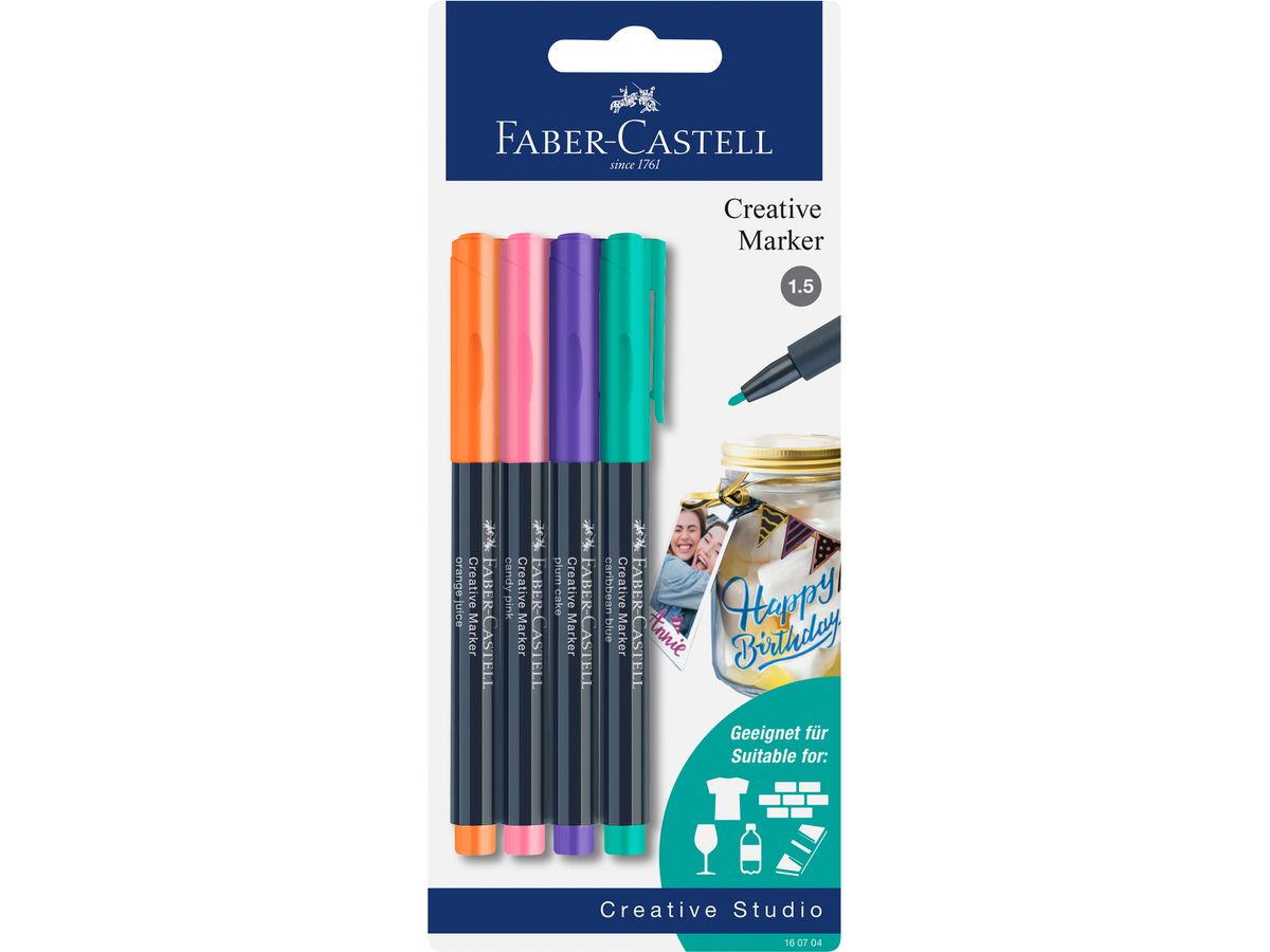 FABER-CASTELL Creative Marker 1-3mm 160704 assortiert 4 Stück (4005401607045)