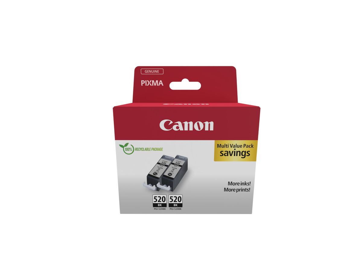 CANON Twin Pack Tinte schwarz PGI-520PACK PIXMA MP 980 2 Stück (8714574564333)