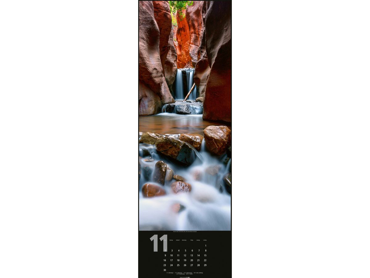WEINGARTEN Calendrier 2026 2951800+26 Wasserfälle DE 34x98cm (9783839901625)