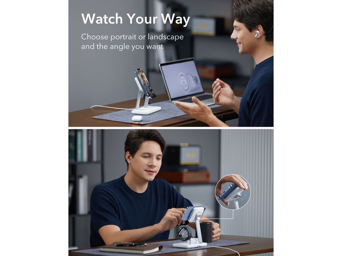 ESR HaloLock 3-in-1 Charger 2C5510201 Wireless,CryoBoost, White (4894240132647)